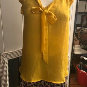 Yellow Women's Top with Bow Detail